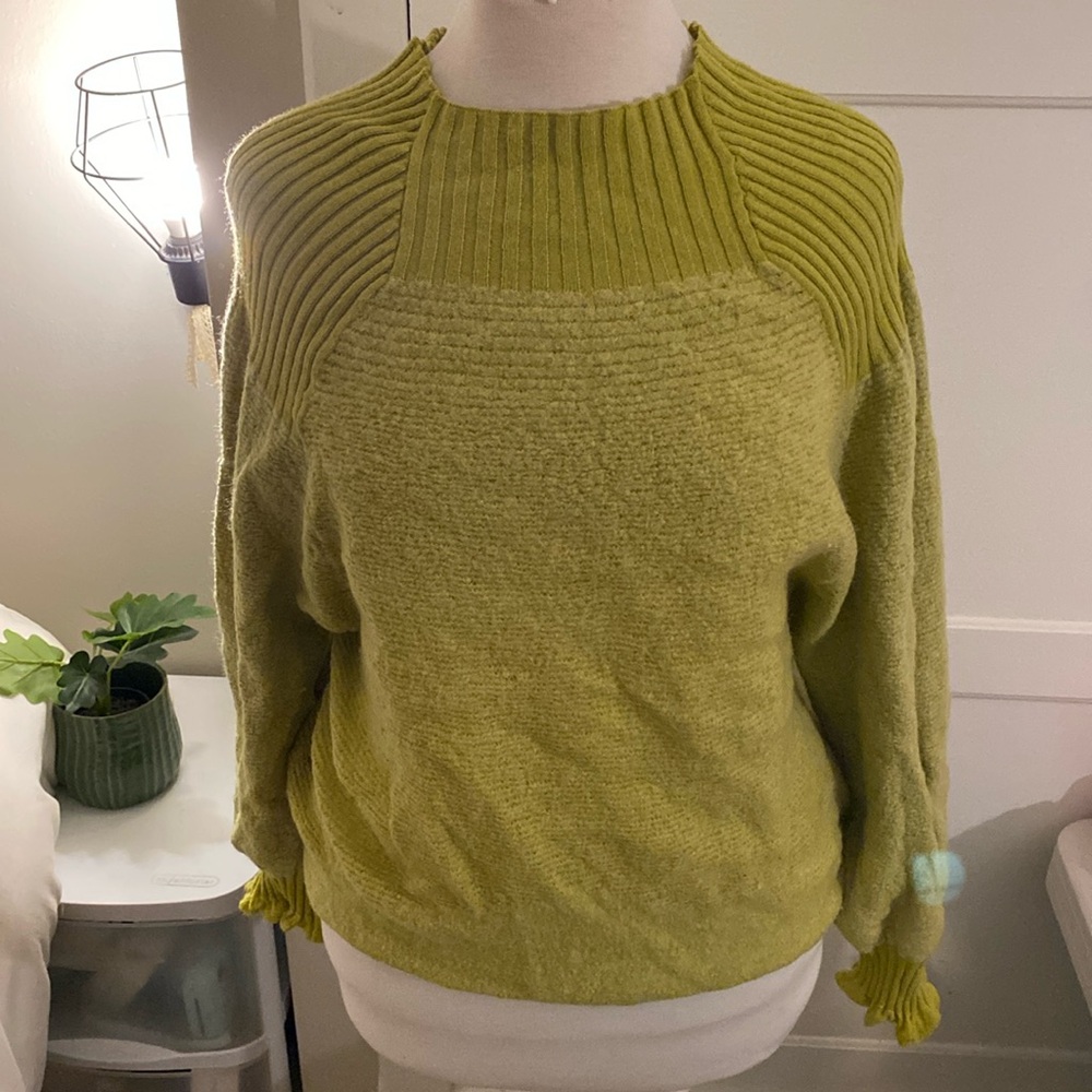 Free people green cowel neck sweater
